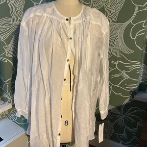 Pas De Calais White Blouse Women's Size 38 NWT